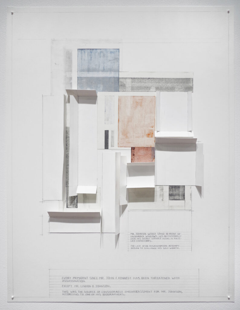 geometric and architectural artwork collage and graphite works on paper
