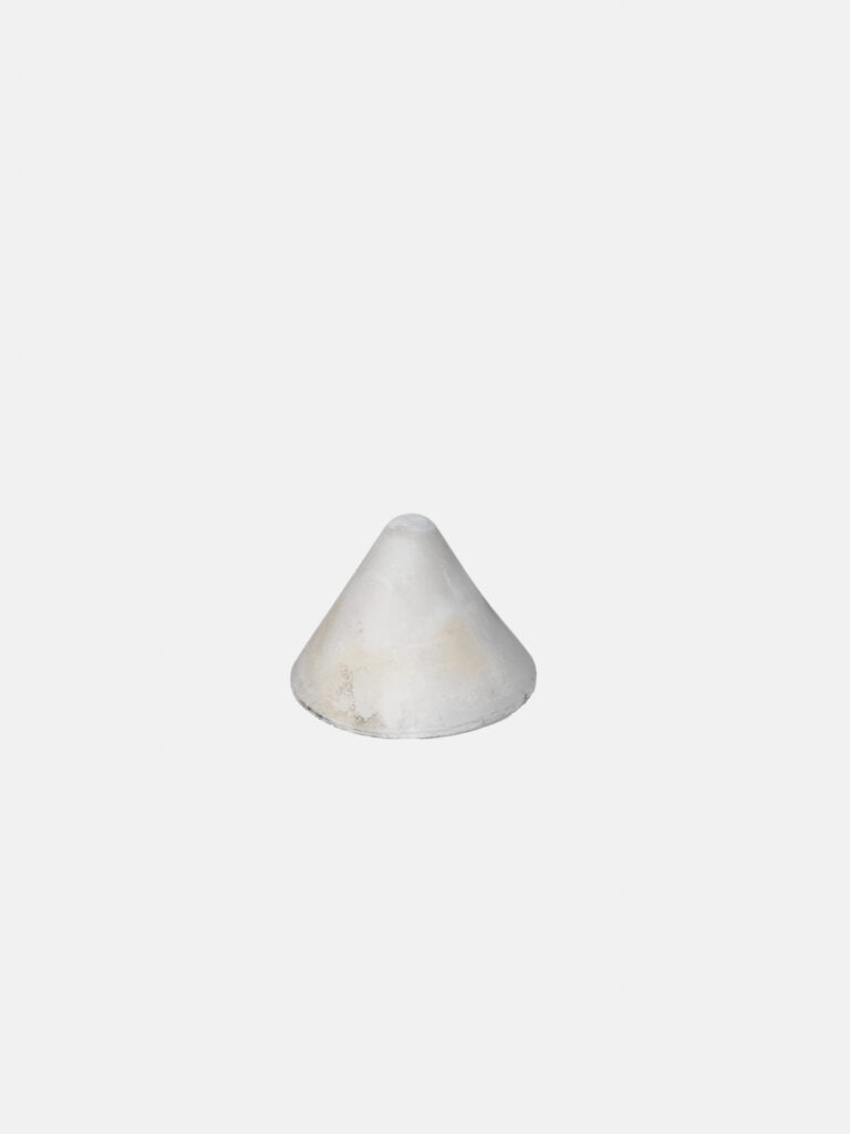 A light grey cone on an all-white background. The cone has some faint discoloration of black and brown.