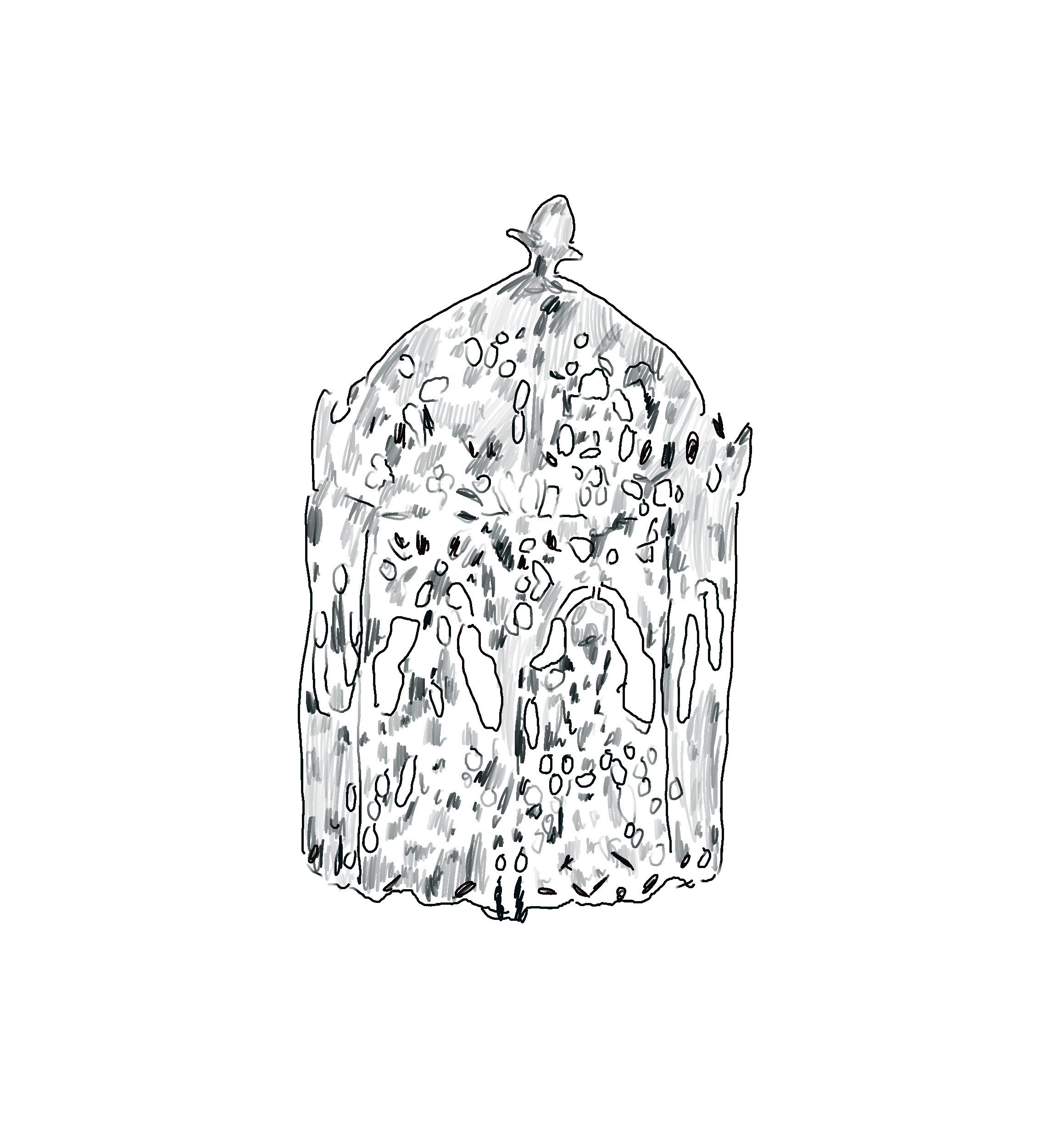 Black and white digital drawing of a pyx.